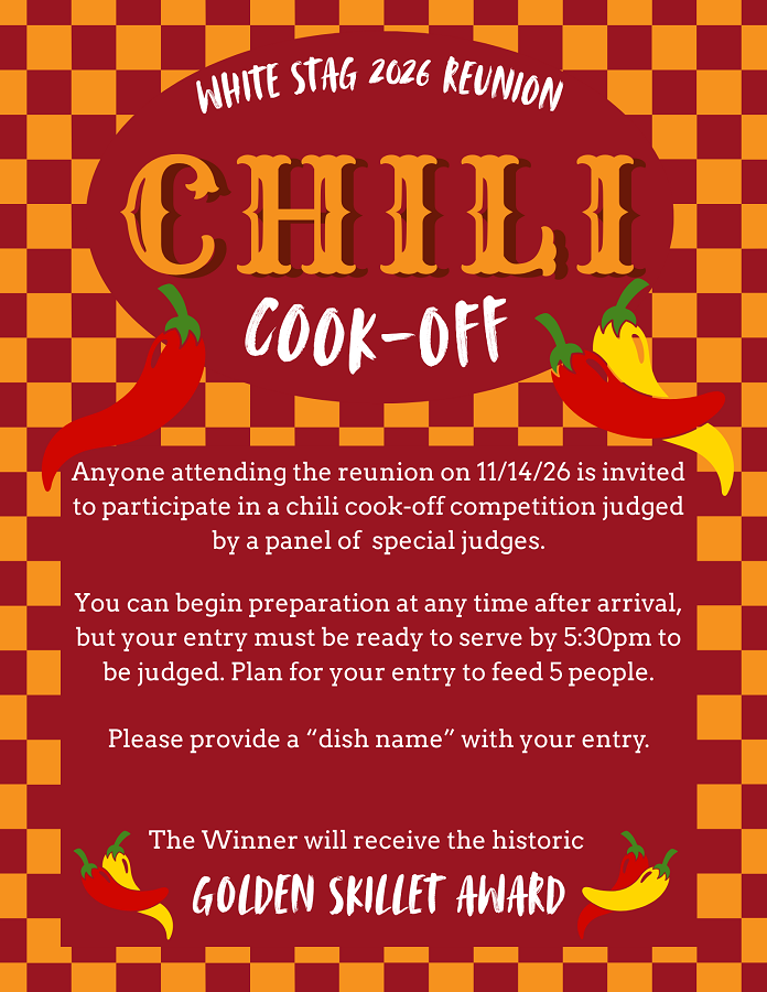 2026 White Stag Staff Reunion Chili Cook-Off Informational Graphic